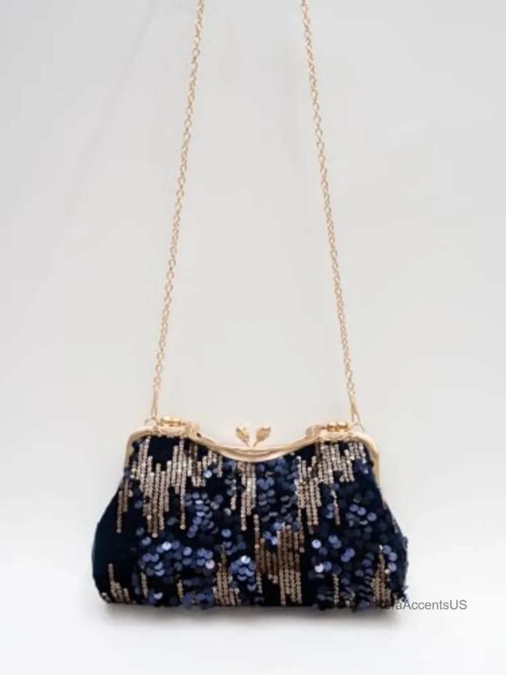 Velvet Sequin Evening Bag Clutch Purse Wedding Party Women's Vintage